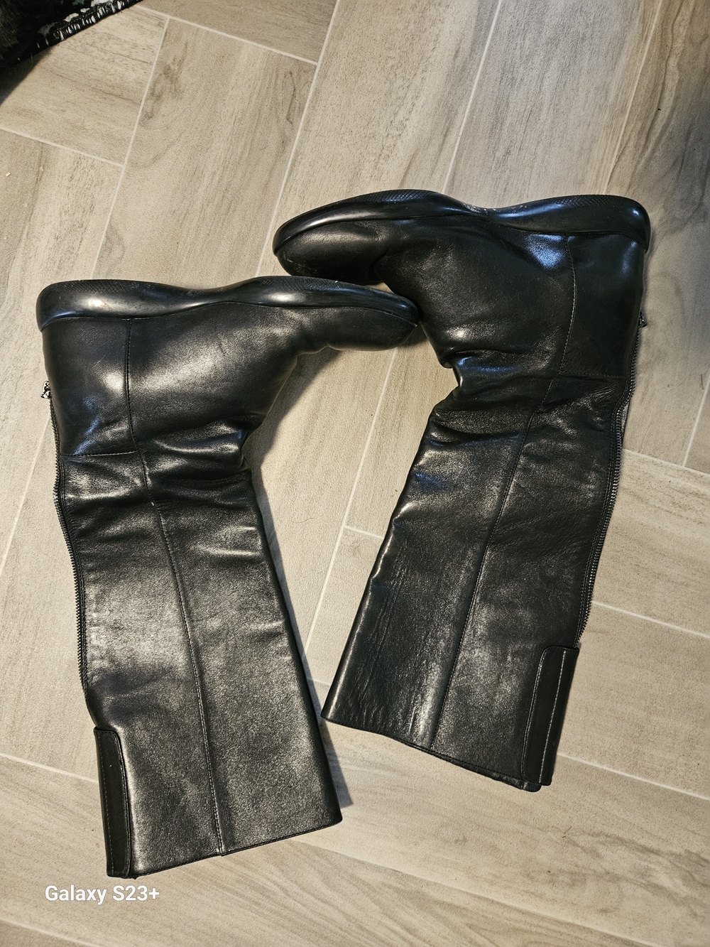 Prada Black Leather Tall Zip Winter Boots - Picture 5 of 8